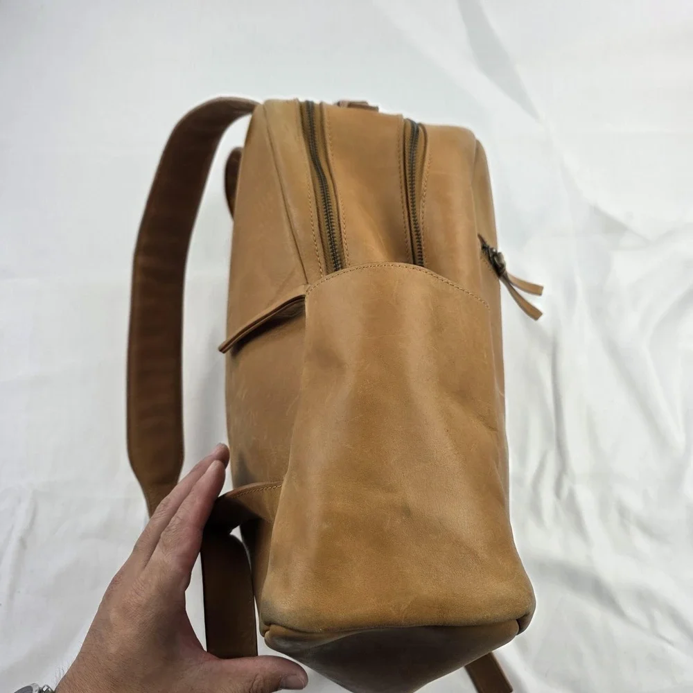 ABLE Backpack Brown 16 Inch Leather Women Laptop Bag Soft Case Travel Daypack